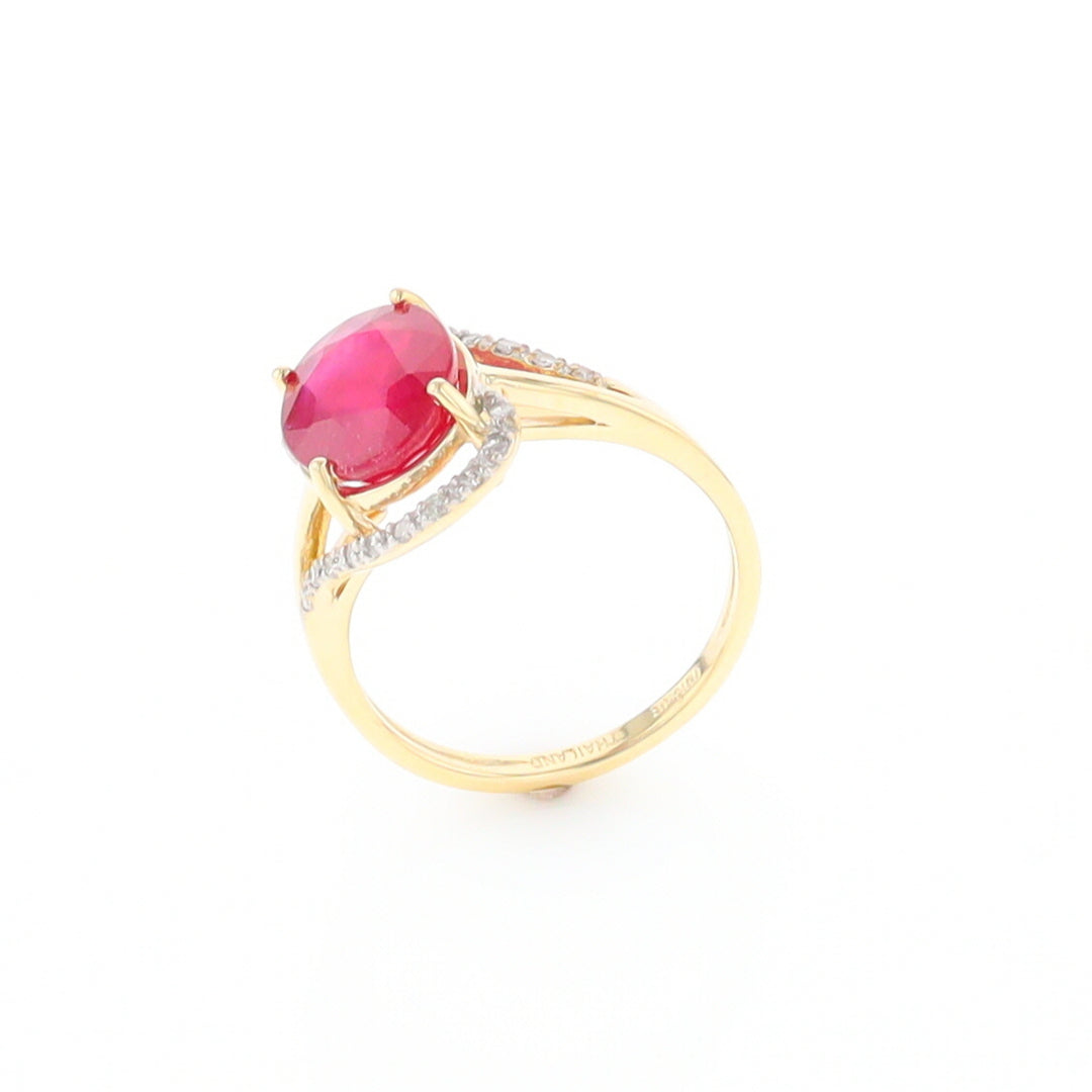 Ruby Bypass Ring with Diamond Accents