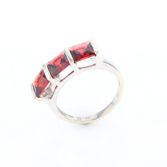 Three Square Garnet Ring