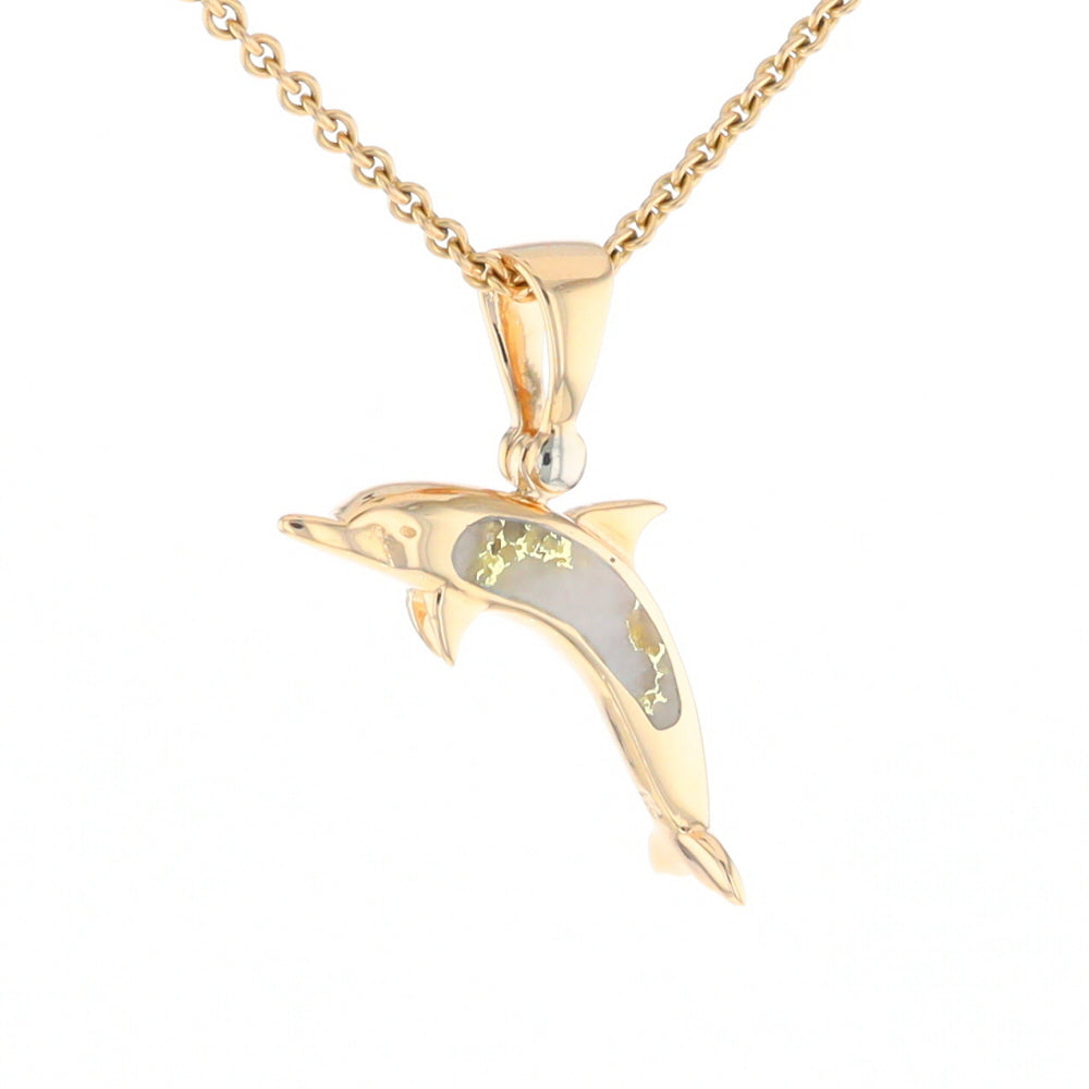 Gold Quartz Dolphin Pendant - G2