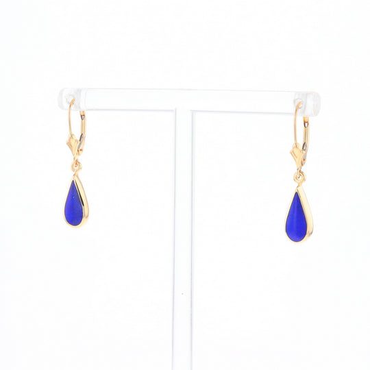 Lapis Tear Drop Inlaid Lever Backs