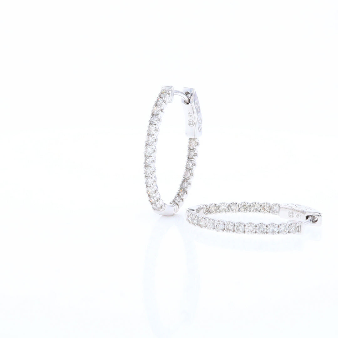 Oval Diamond Hoops Earrings