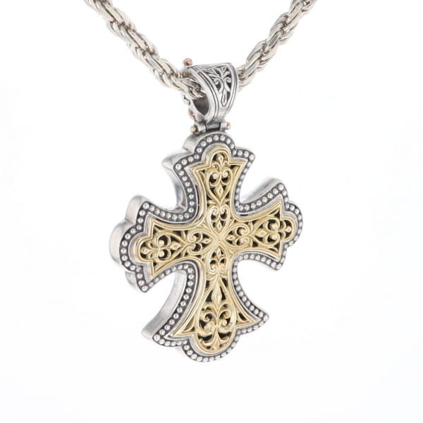 Sterling and 18K Gold Konstantino Cross Pendant