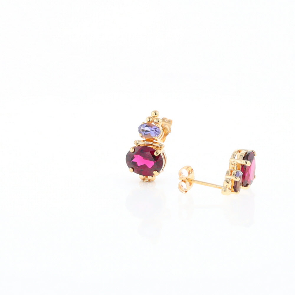 Garnet & Amethyst Dangle Earrings