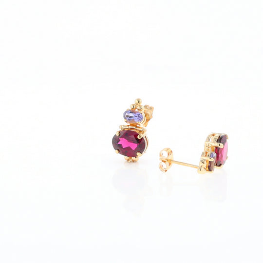 Garnet & Amethyst Dangle Earrings