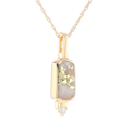 Gold Quartz Pendant with 0.04ctw Diamond Accent