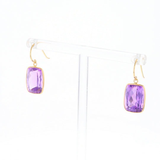 Solitaire Amethyst Dangle Earrings