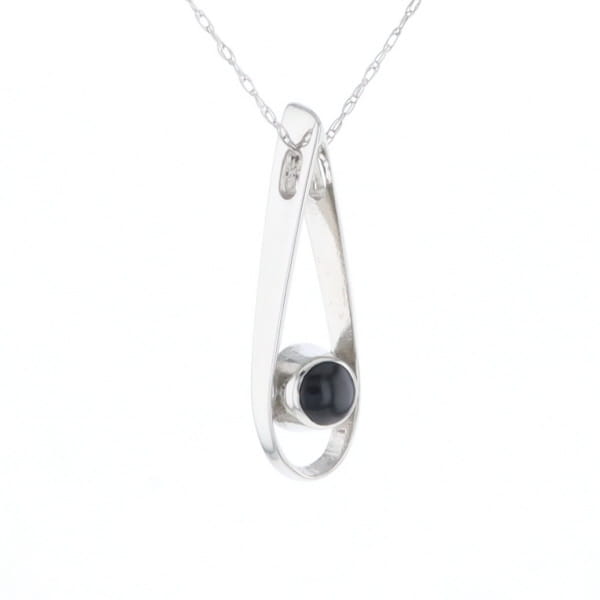 Open Teardrop Round Onyx Inlaid Pendant