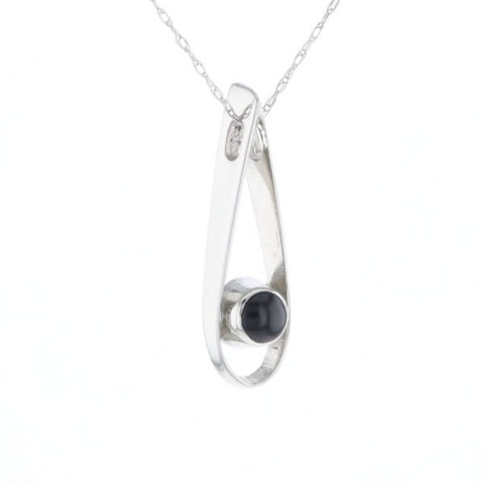 Open Teardrop Round Onyx Inlaid Pendant