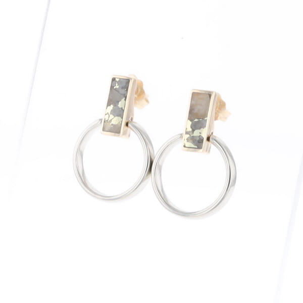 Gold Quartz Rectangle Inlaid Knocker Earrings - G2