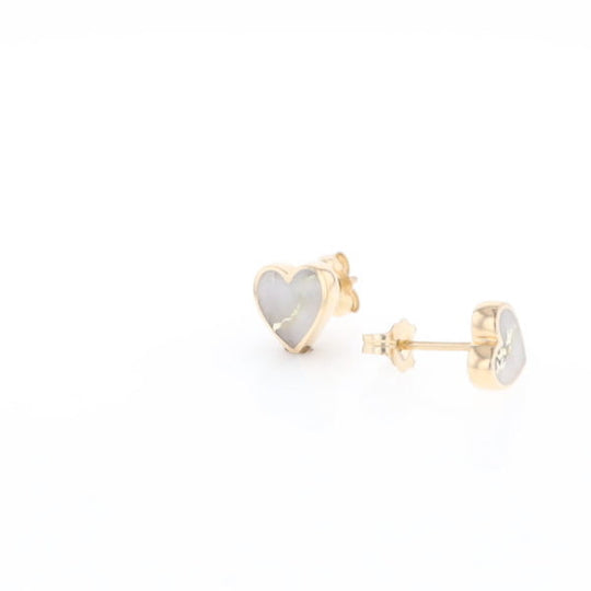 Gold Quartz Heart Stud Earrings - G2