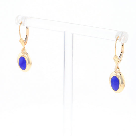 Oval Lapis Inlaid Earrings