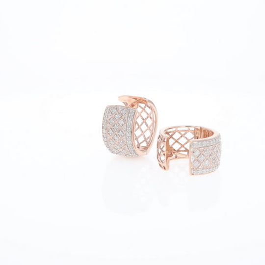Checkered Wide Hinge Hoop Earrings