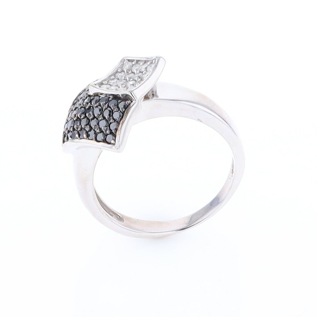 Double Pavé Black and White Diamond Ring