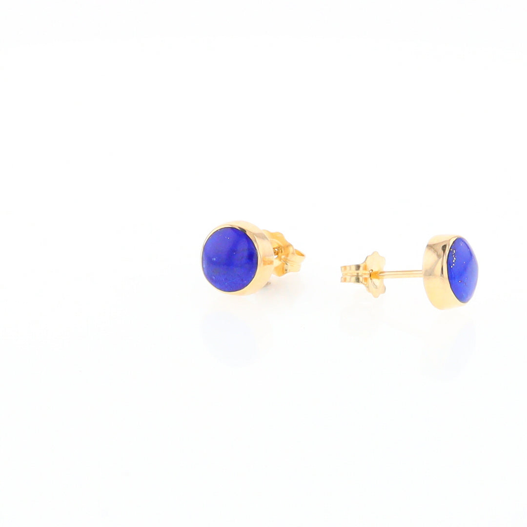 Lapis 6mm Round Inlaid Earrings