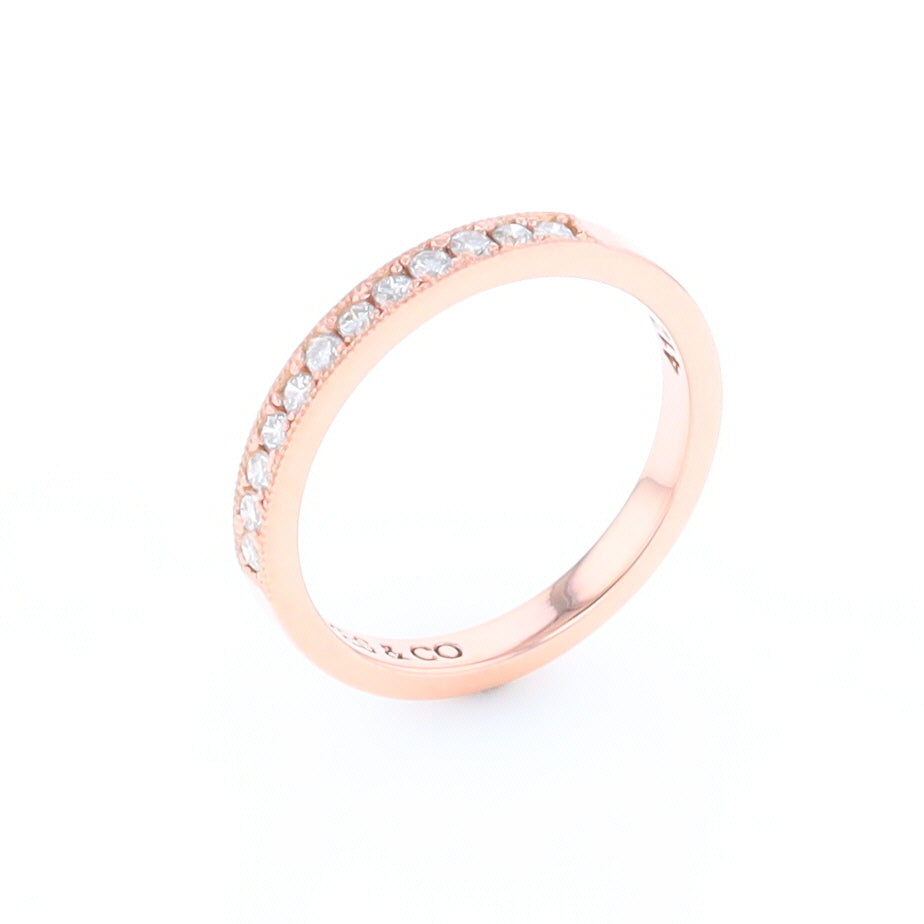 Rose Gold Milgrain Diamond Wedding Band