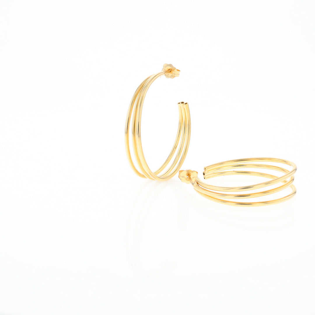 Three Bar Gold Hoop Earrings