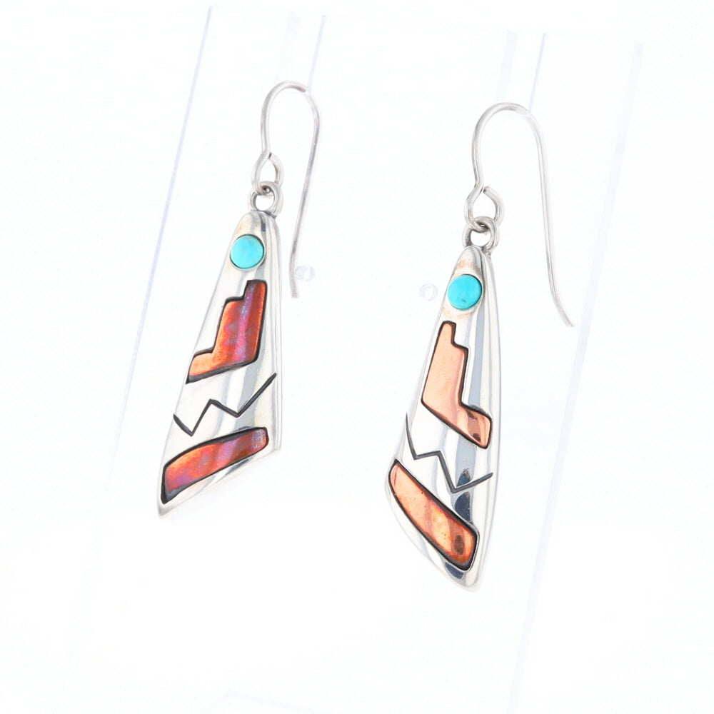 Native Triangle Turquoise Hook Earrings