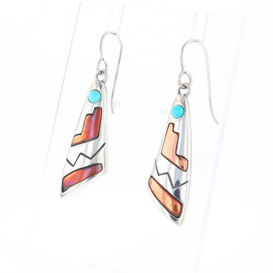 Native Triangle Turquoise Hook Earrings