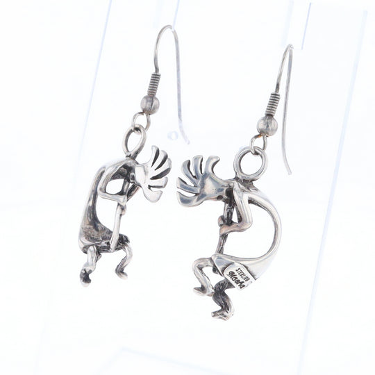 Silver Kokopelli Dangle Earrings