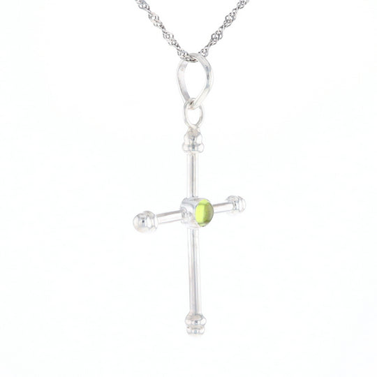 Silver Peridot Cross