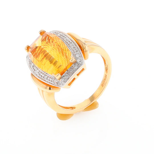 Fancy Cut Citrine Diamond Halo Ring