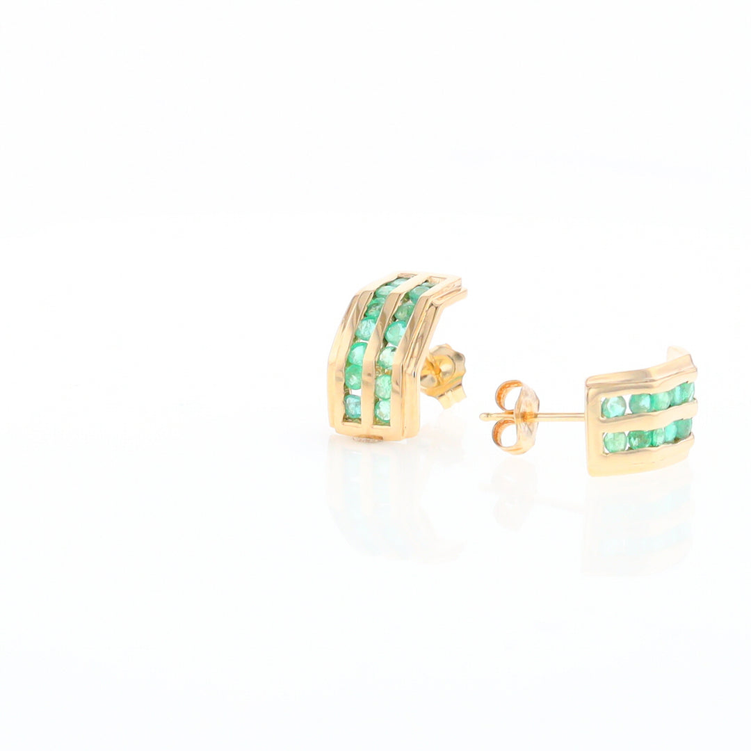 Semi-Hoop Channel Emerald Earrings