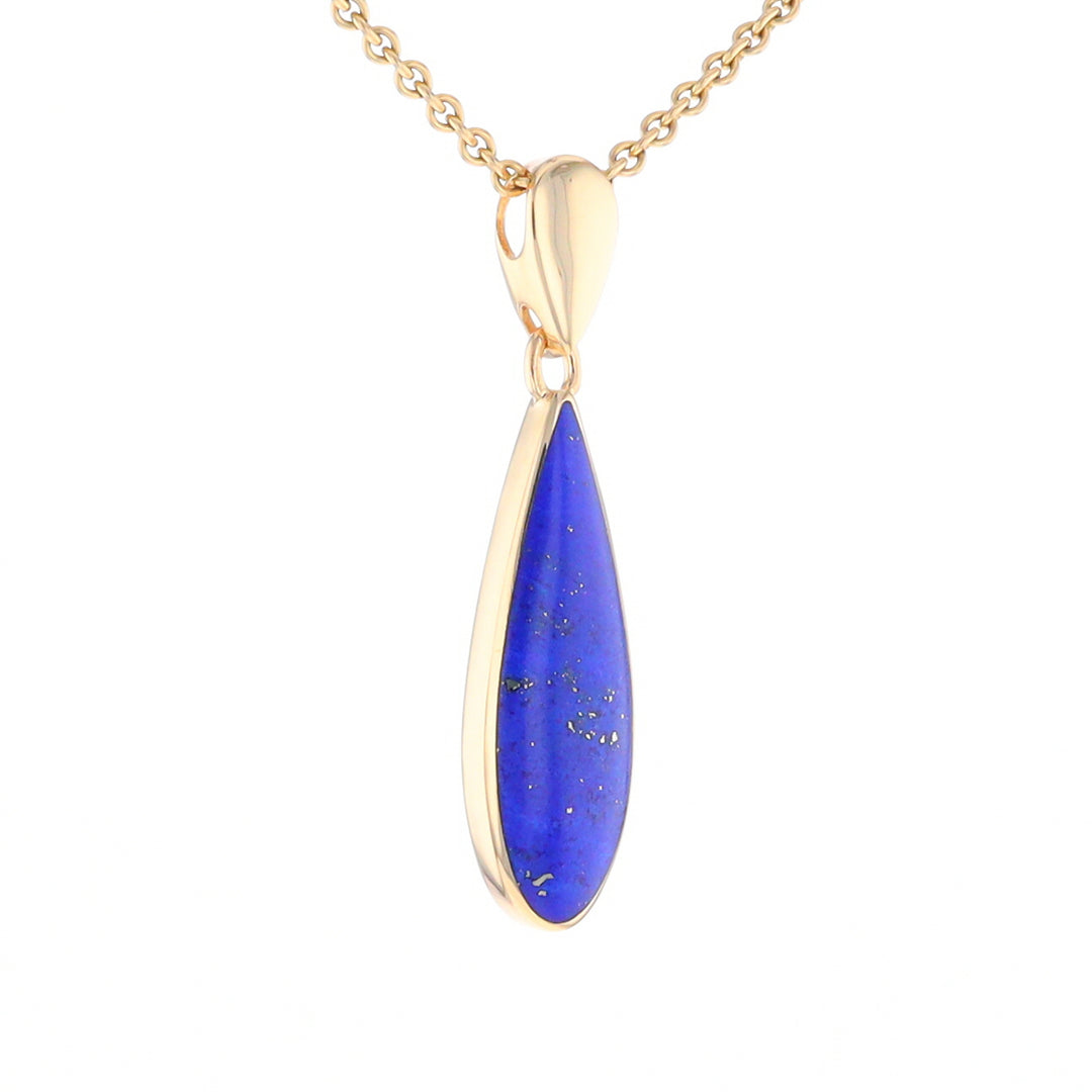 Lapis Tear Drop Inlaid Design Pendant