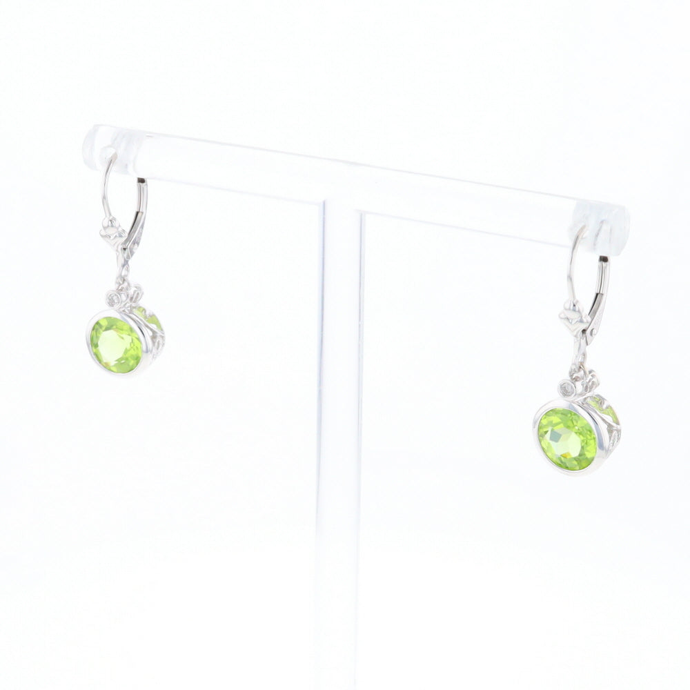 Peridot Dangle Earrings with Diamond Accents