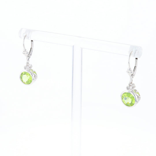 Peridot Dangle Earrings with Diamond Accents