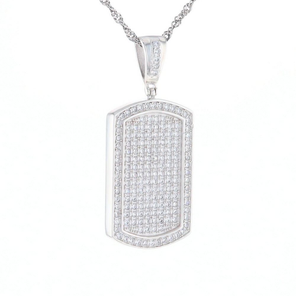 Cubic Zirconia Dog Tag Pendant