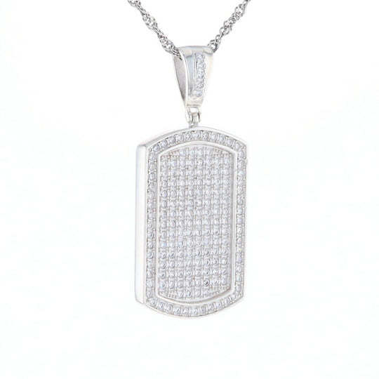 Cubic Zirconia Dog Tag Pendant