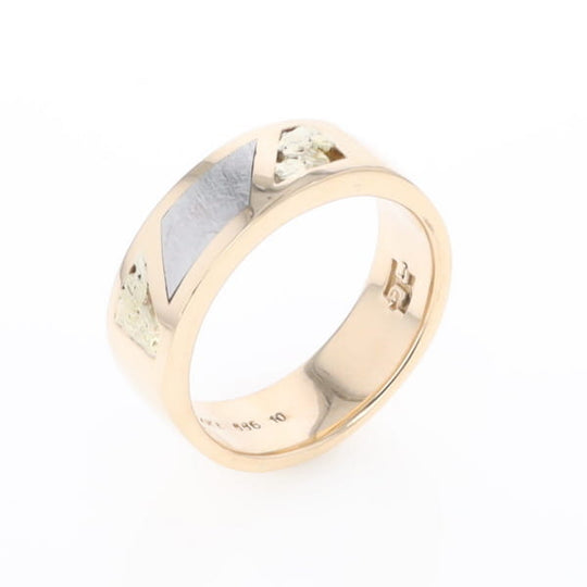 Meteorite Ring, Center Inlaid & Natural Nugget Sides