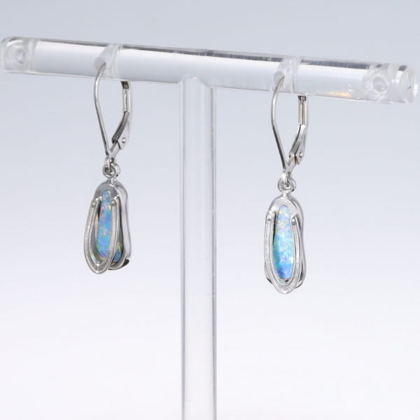 Opal Earrings Sandal Inlaid Design Lever Backs