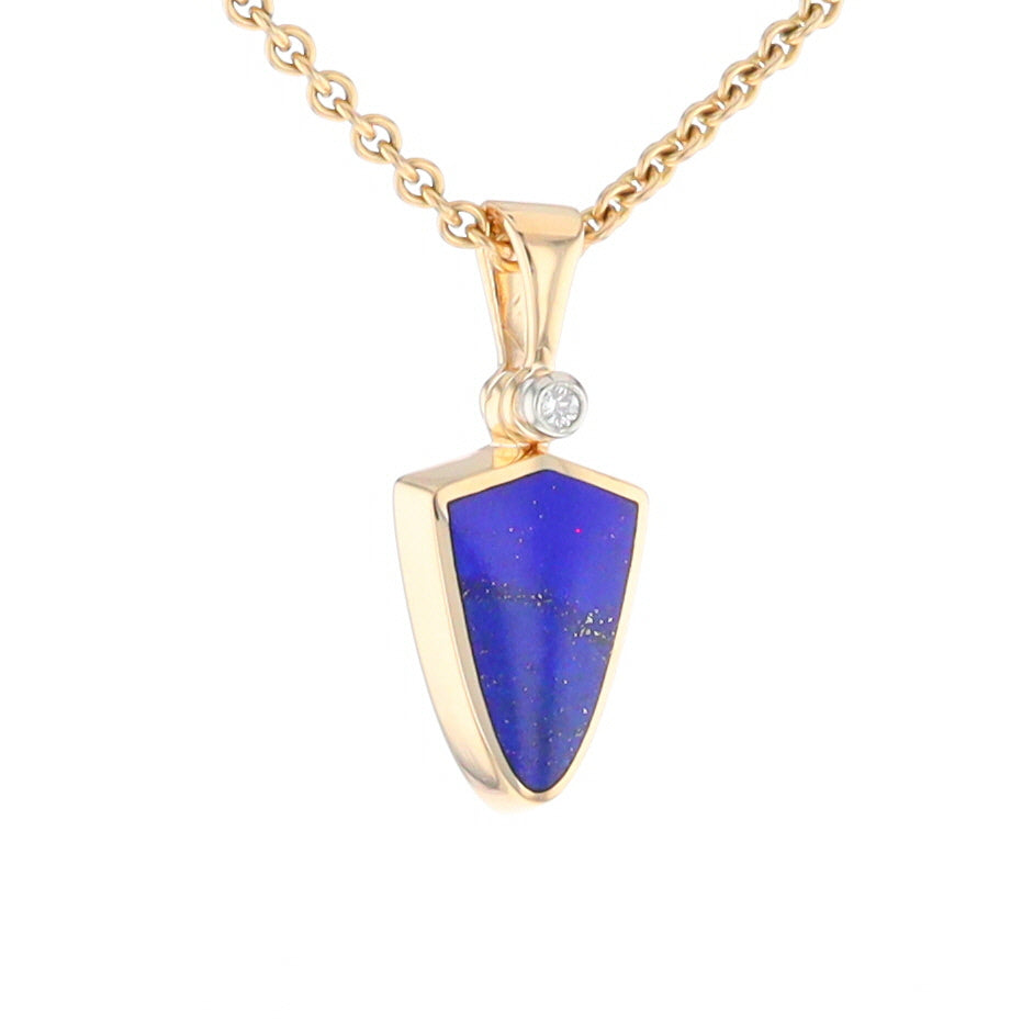 Lapis Shield Shaped Inlaid Pendant