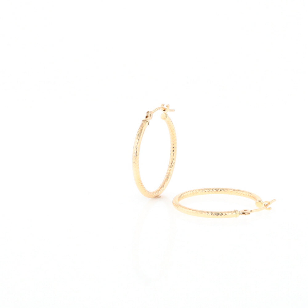 Gold Ribbed Hoop Earrings