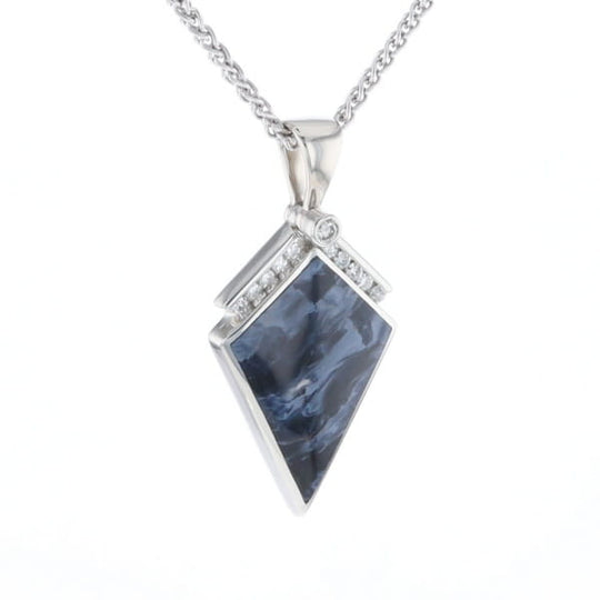 Pietersite Kite Shaped Inlaid Pendant with 0.19ctw Diamonds