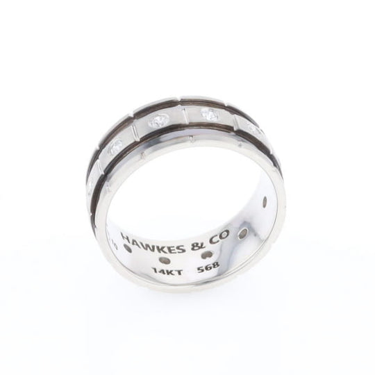 Contemporary Men's Comfort Fit Wedding Band With Diamonds