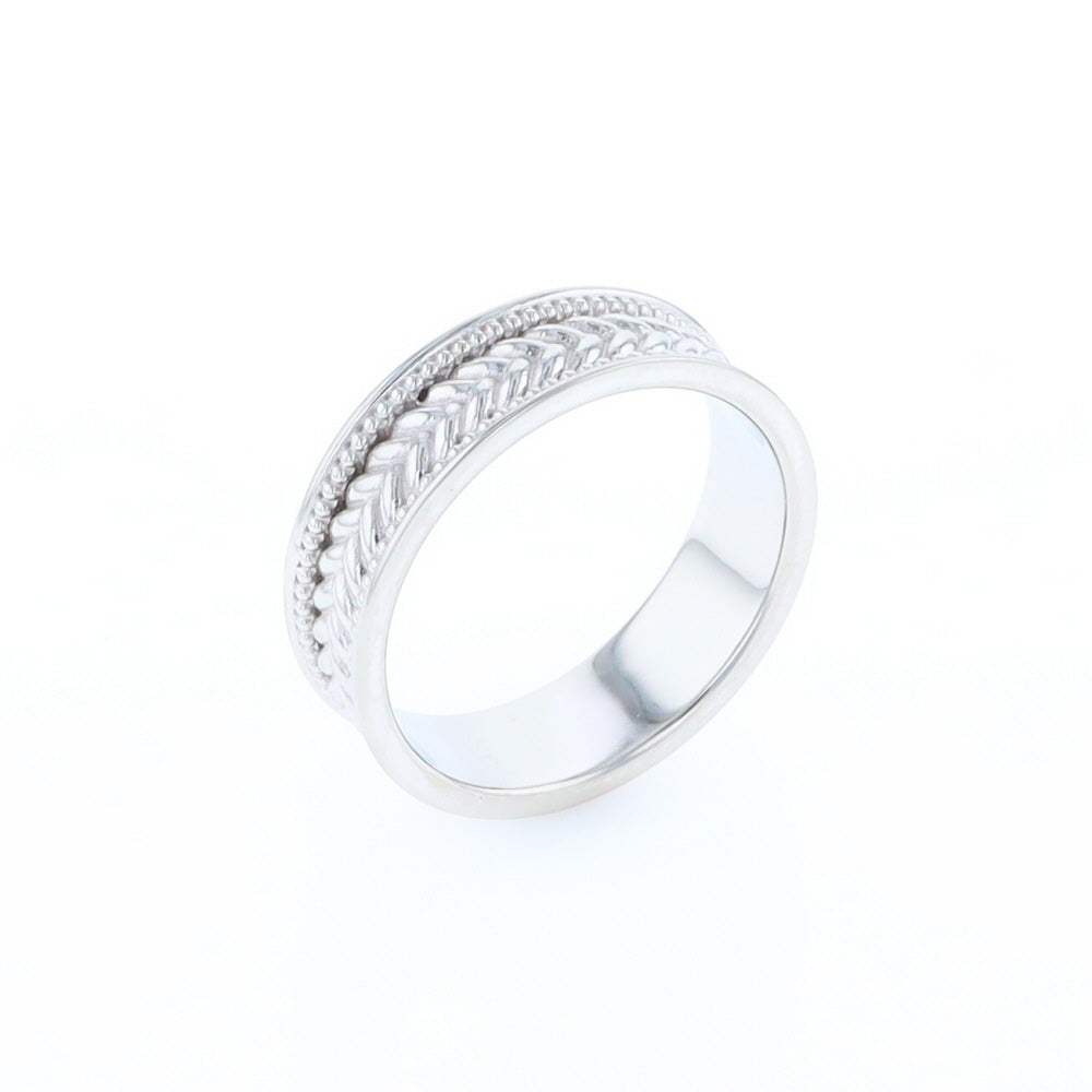 Braided White Gold Men's Ring