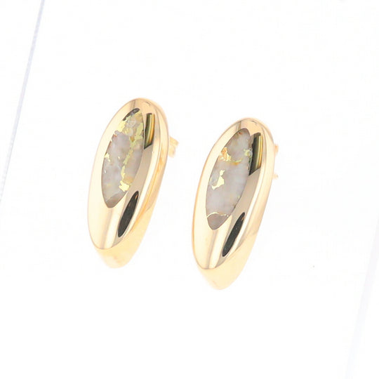 Oval Gold Quartz Inlaid Earrings - G2