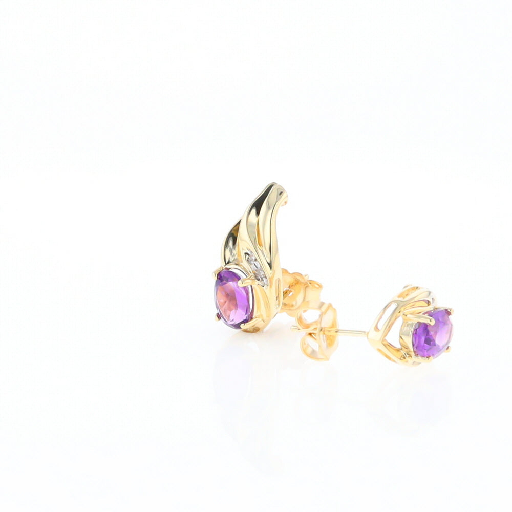 Amethyst and Diamond Pear Shaped Earrings