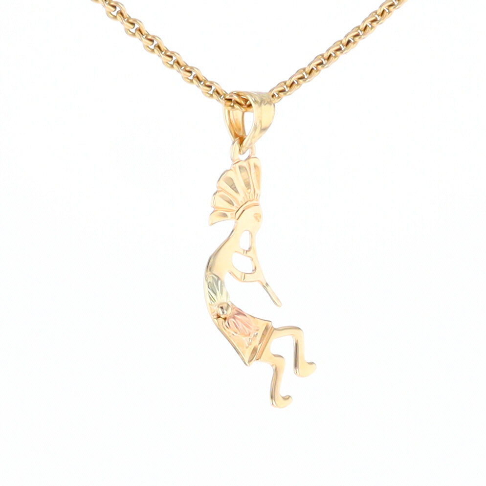 Black Hills Gold Yellow & Rose Gold Kokopelli Pendant