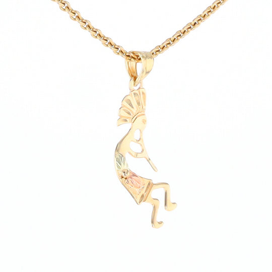 Black Hills Gold Yellow & Rose Gold Kokopelli Pendant