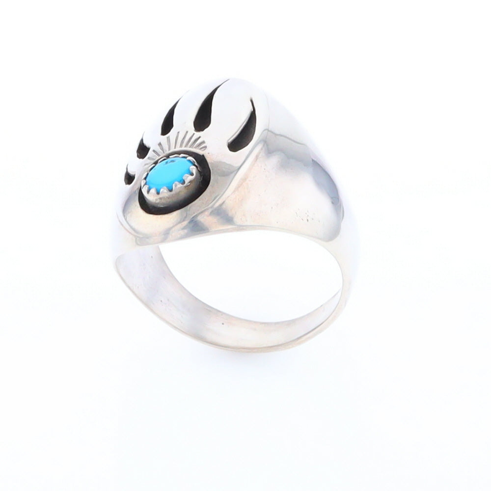 Mens Native Turquoise Bear Claw Ring