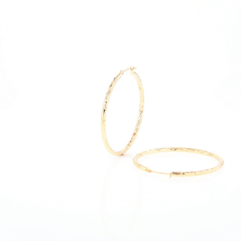 Textured Hollow Diamond Cut Hoop Earrings