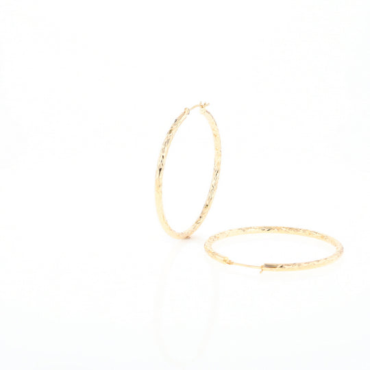 Textured Hollow Diamond Cut Hoop Earrings