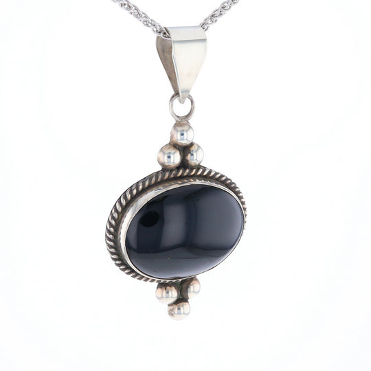 Bezel Set Onyx Beaded Pendant