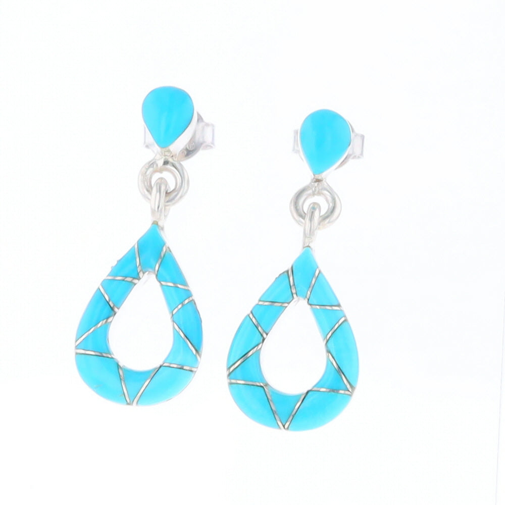 Native American Turquoise Teardrop Earrings