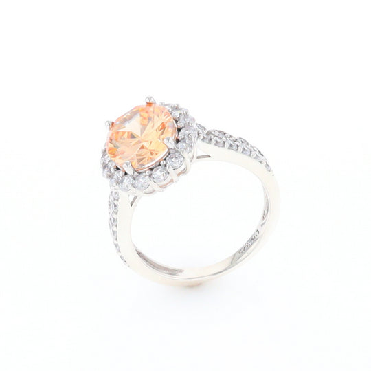 Peach Imitation Topaz Halo Ring