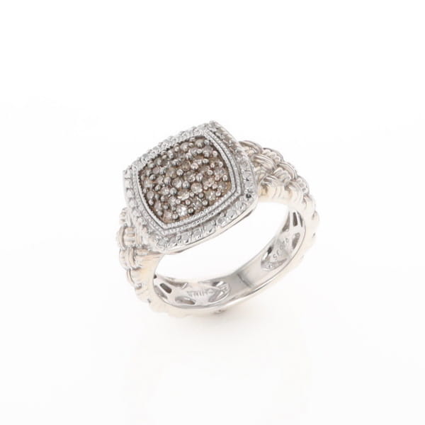 Champaign Diamond Square Braided Cluster Band