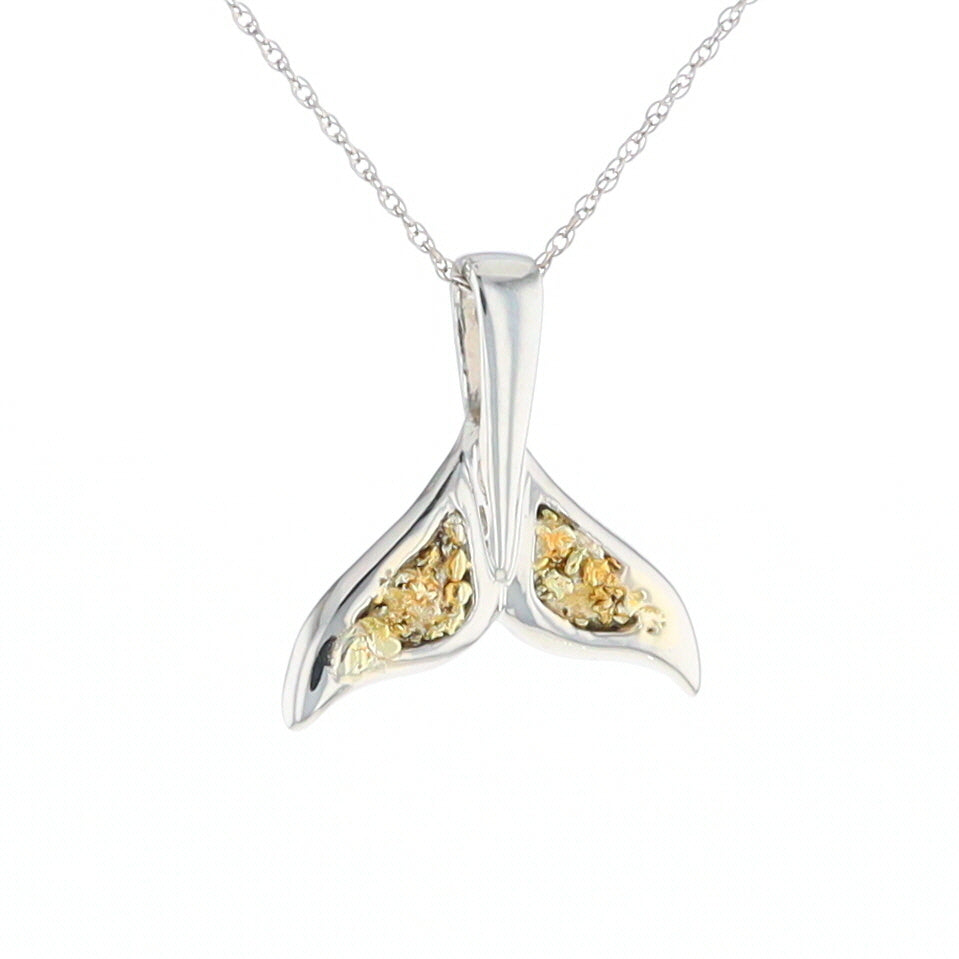 Whale Tail Necklaces Natural Nuggets Double Inlaid Sea Life Pendant